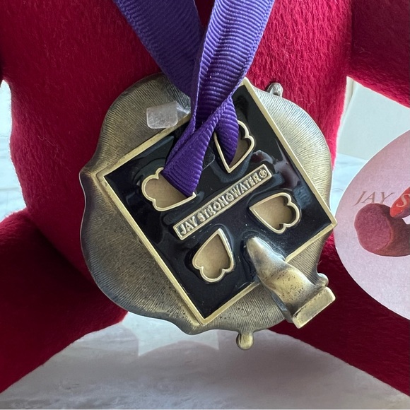 💘 Teddy Bear JAY STRONGWATER “TRUMAN” Red Jewel Plush Cashmere with mini Frame - Picture 6 of 10